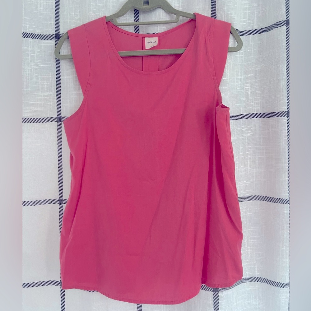 Kaileigh top from Stitch Fix pink blouse sleeveless